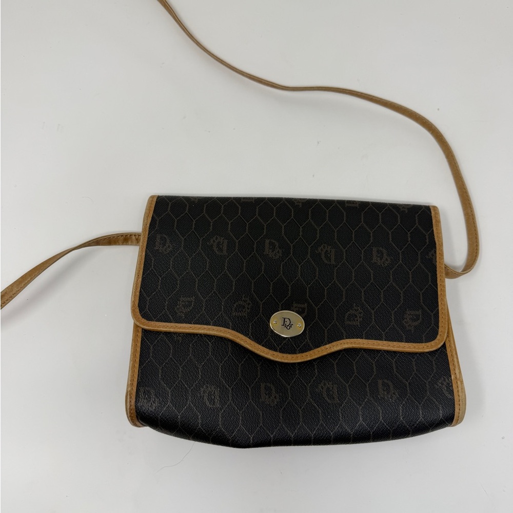Christian Dior Honeycomb Canvas Shoulder Bag PVC Khaki Gold - Picture 2 of 10